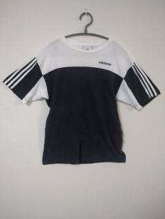 アディダス　adidas　Tシャツ　メンズL　白・黒　刺繡ロゴ
