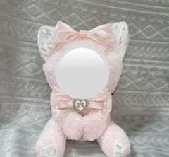 ハンドメイド　ぬい服　着ぐるみ　16cm用　おすわりぬい服　にじぬい　ピンク