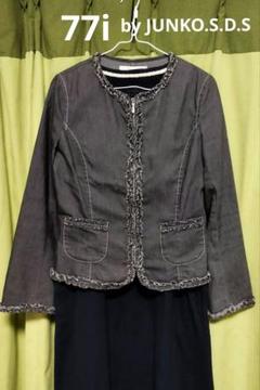 77i by JUNKO.S.D.S フリル付きノーカラージップアップジャケットのサムネイル