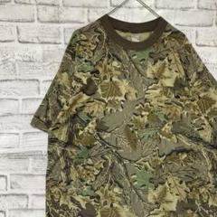 USA製90sヴィンテージTシャツ！シングルステッチ　ブラウン迷彩古着XL72