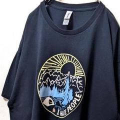 ギルダン アイヘイトピープル キャンプ デカロゴ Tシャツブラック黒XL古着
