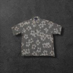 NAUTICAノーティカアロハシャツ古着半袖ボタニカル総柄シルクグレーK25