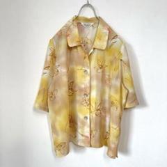 Vintage レトロ古着　総柄　花柄　フラワー　半袖シャツ　開襟