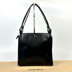 美品●希少●ロエベ ハンドバッグ アナグラム シルバー金具 レザー ブラック