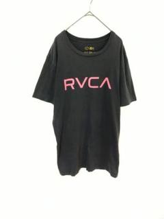 人気　ルーカ　RVCA　Tシャツ　メンズL　黒色　赤ロゴ　綿　サーフブランド