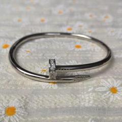 ゴールド ダイヤモンド風バングル 伸縮バングル ダイヤモンド 1.11ct ブレスレット K18WGホワイト
