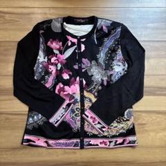 美品！LEONARD　ボウタイカーディガン　カットソー　L　花柄 未使用品△LEONARD FASHION レオナール ファッション 花柄 長袖