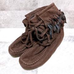 フリンジショートブーツ キャメルブーツ　美品　お買い得 イング ing ウイングチップショートブーツ （キャメル） -Mode