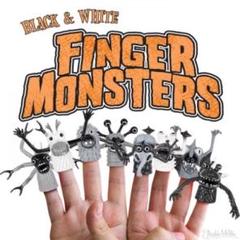 No.a326 モンスター フィンガーパペット 白黒 指人形 8個セット