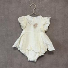 【美品】Popelin フリル付きロンパース 12-18m