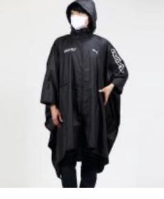 黒系ミンクフード付きポンチョ