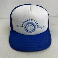【US古着】LABARGE SLATE ツートン メッシュキャップ 企業 青 白