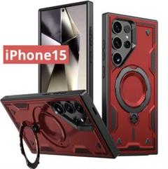 スマホケースiPhone15（レッド）iPhoneケースレザーワイヤレス充電45