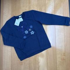 ★ミキハウス★ドット★水玉のトレーナー★130★リボンやお花のワッペン付★新品★