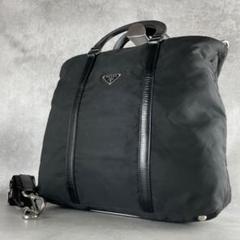 美品✨PRADA ショルダーバッグ A4 ハンド 2wayナイロン 三角ロゴ 黒