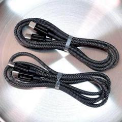 1m 2本 TypeC ケーブル ブラック 高耐久性 ナイロン 高速充電