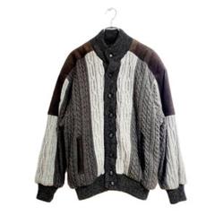 ニコル サン ジル ニットジャケット XL ケーブル編み ブルゾン ヴィンテージ