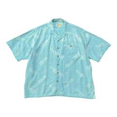 古着 カフェハバナ シルク ジャガード 開襟 アロハシャツ ハワイアンシャツ