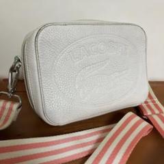 ラコステ レザー ショルダー ベージュ ピンク 美品　春　バッグ ラコステ LACOSTE バッグ 斜め掛けバッグ ショルダーバッグ