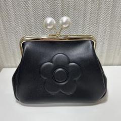 美品　マリークワント　ハンドバッグ　レザー　ガマ口　黒 セール】デイジーハードガマ口 ショルダー（ショルダーバッグ