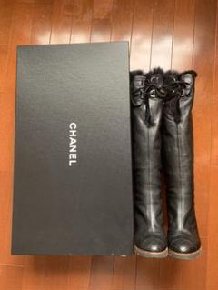 CHANEL シャネル ファーロングブーツ 36 ブラック