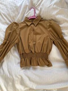 ZARA ブラウン パフスリーブシャツ