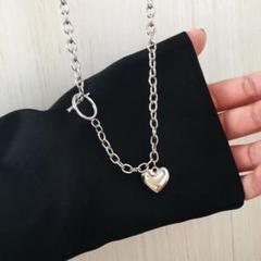 ハート チェーン シルバー マンテル レディース 【数量限定】ネックレス 韓国