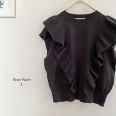 Rose Farm ノースリーブフリルニットトップスチャコール1031