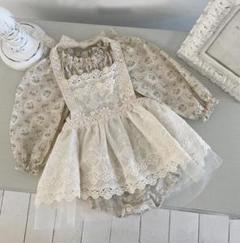 70 エプロン ワンピース 女の子 レース チュール 子供 子供エプロン 白