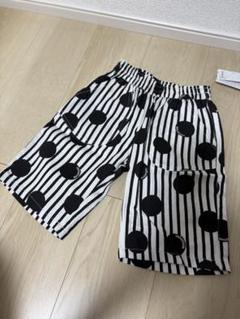 キッズ用ハーフパンツ 白黒ストライプドット