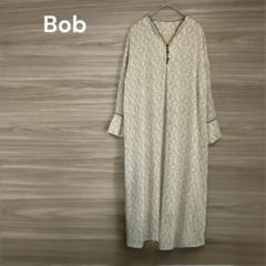 Bob 【38】カフタンパイピングワンピース ロング　総柄　シアー