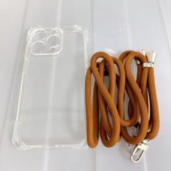 iPhone 14pro ケース クリア ショルダー 2WAY ブラウン調整可能