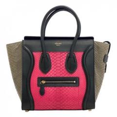 CELINE セリーヌ レザー パイソン ラゲージ マイクロショッパー