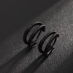 【人気商品】ブラック　シンプル　ピアス　両耳　メンズ　ダブル　フープ　ストリート