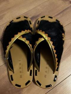 美品】✨MARNI マルニ サンダル ミュール リボン 緑 オープントゥ 35