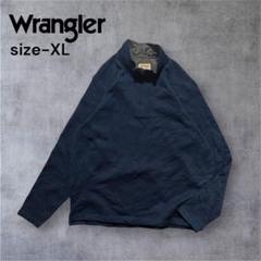 90s Wrangler 無地 フリース ハーフジップ ゆるだぼ XL ネイビー