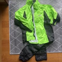 メンズ　レディース　グリーン ブラック レインコート 上下セット　Sサイズ　雨具