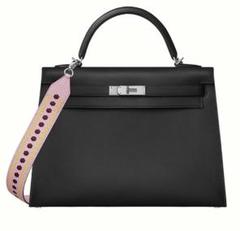 エルメス バンドリエール ジグザグ ブラック シルバー　105 K刻 HERMES エルメス ショルダーストラップ 