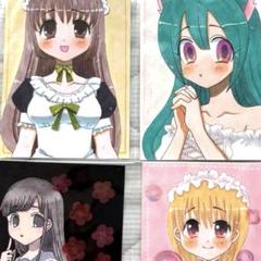 手描きイラスト オリジナル 創作 4点 まとめ売り