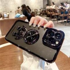 iPhone15 ケース　宇宙飛行士　黒　スタンド機能付きスマホケース