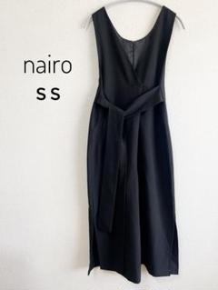 nairo ナイロ サロペット ウエスト紐付き SS ブラック