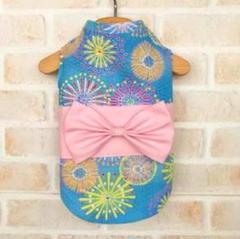 花火模様リボン付きペット服