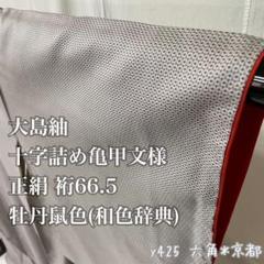 大島紬 十字詰め亀甲文様 正絹 牡丹鼠色(和色辞典) 裄66.5 y425 大島紬 十字詰め亀甲文様 正絹 牡丹鼠色(和色辞典) 裄66.5 y425