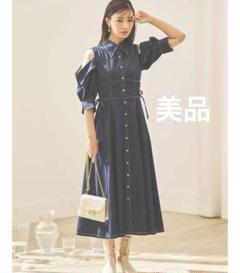 dazzlin オープンショルダーデニムステッチワンピース 美品