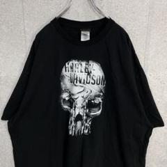 ハーレーダビッドソン スカル ドクロ 両面プリントブラックT