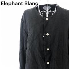 Elephant Blanc ノーカラー シャツ 長袖 黒 無地 カジュアルのサムネイル