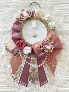 ୨୧1536 ハンドメイド 痛ロゼット♡ロージーピンク×ホワイト