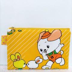ファスナーポーチ昭和レトロ オシャレワンちゃん 水色 16cm