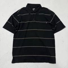 90s 00s old stussy ボーダー ポロシャツ 黒タグ ステューシー