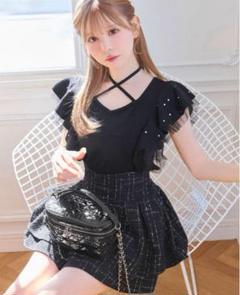 ミシェルマカロン 美脚になれる♡ツイードスカートブラックSサイズ 美脚になれるツイードスカート 美脚スカート ツイード ミシェル